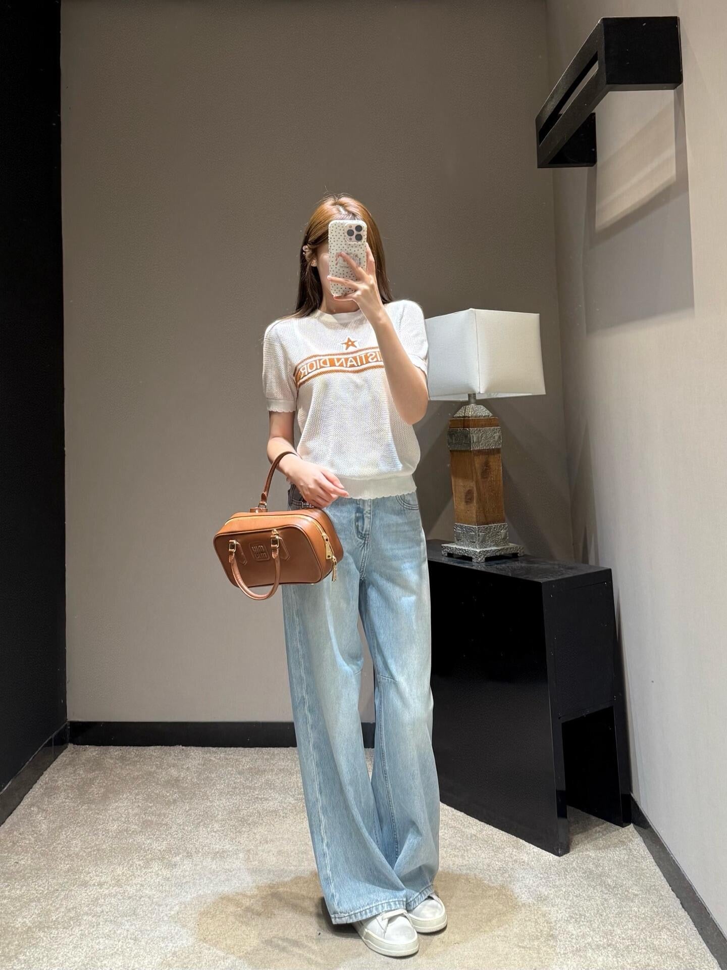Brown and White T-shirt