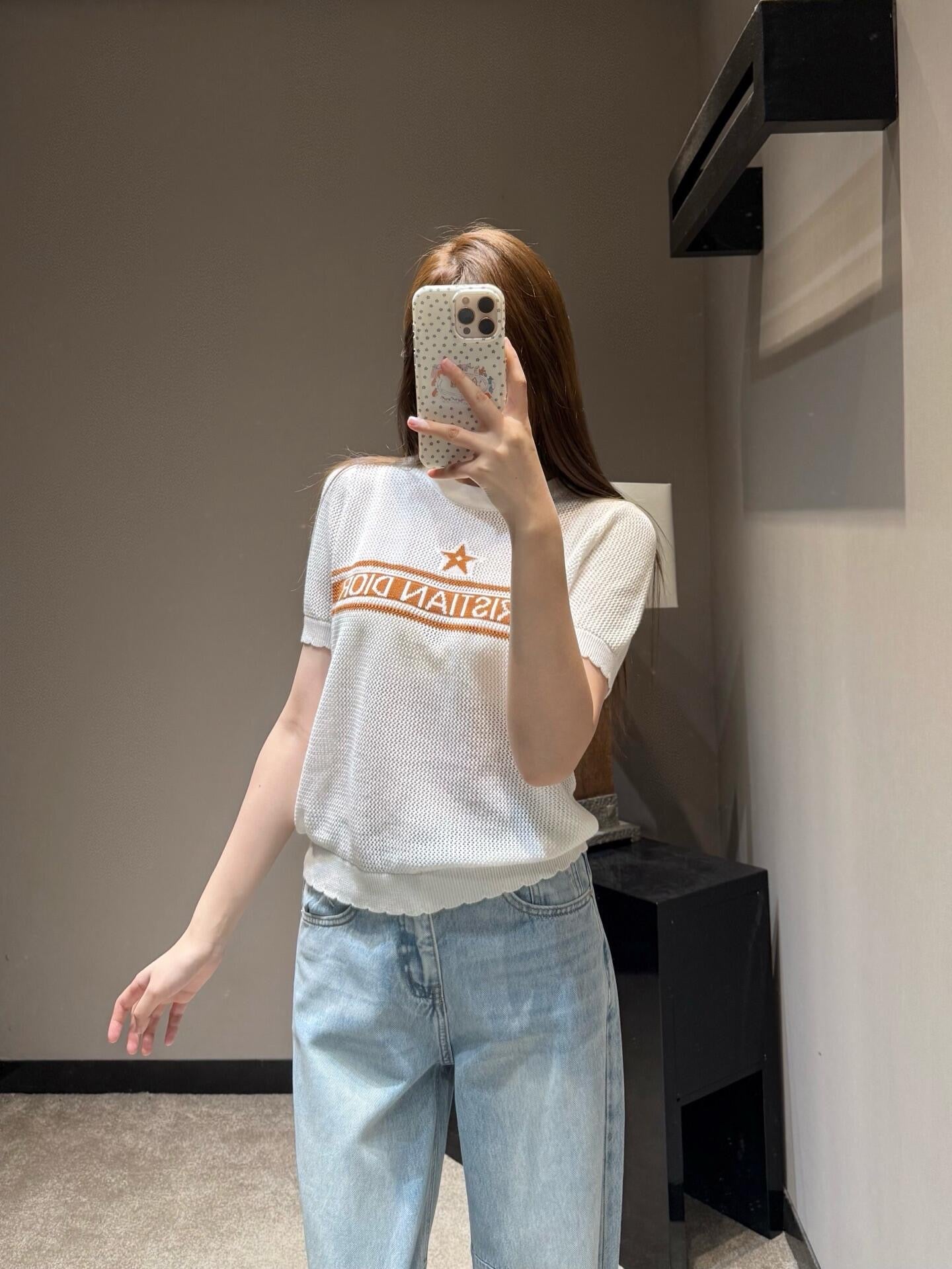 Brown and White T-shirt