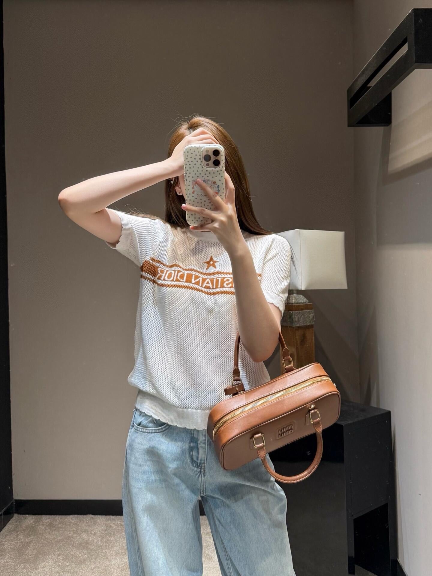 Brown and White T-shirt