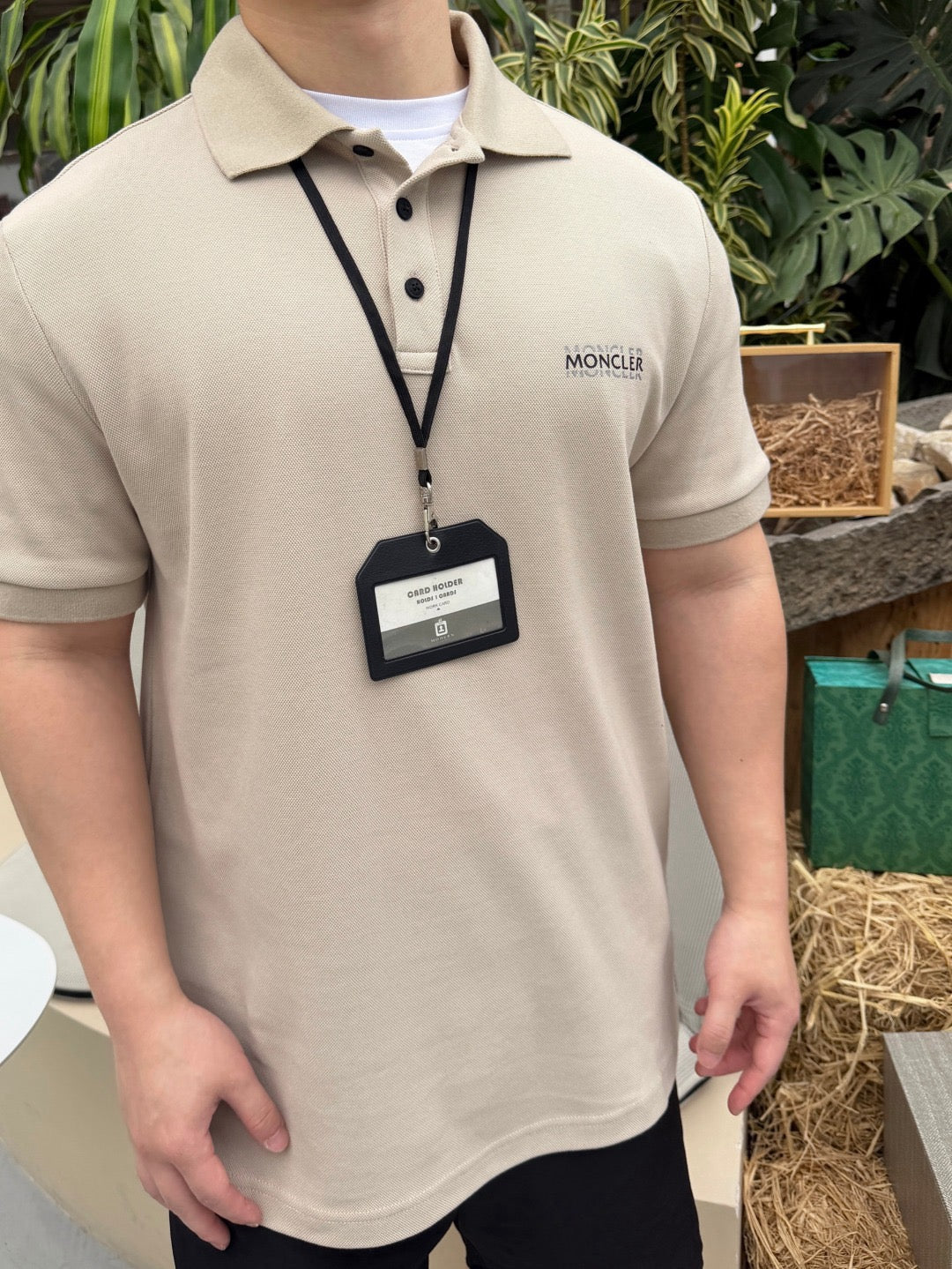 Black and Off- White Polo