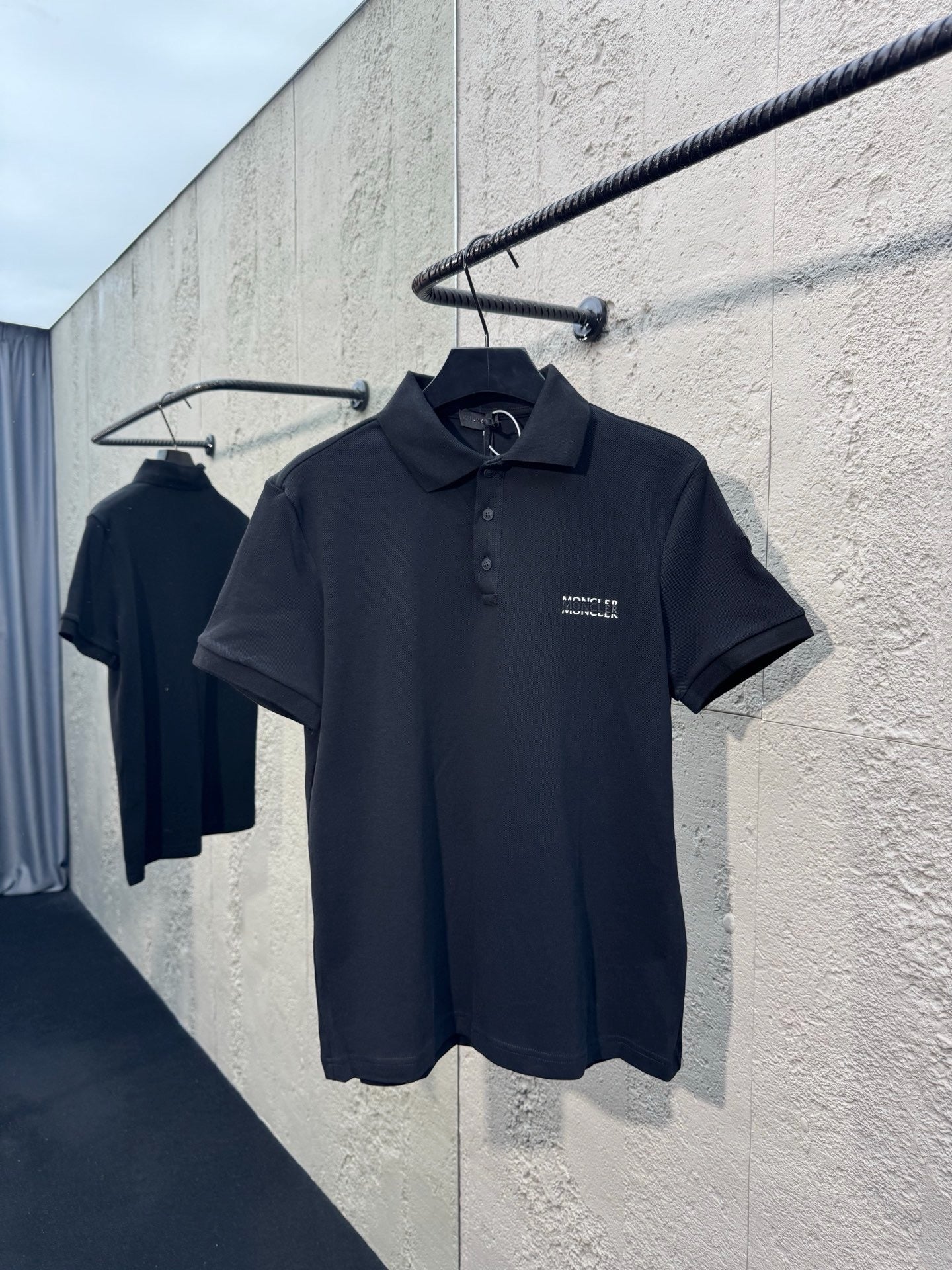 Black and Off- White Polo
