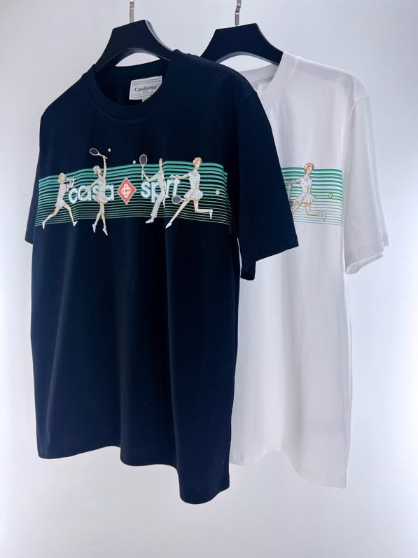 Camiseta azul y blanca