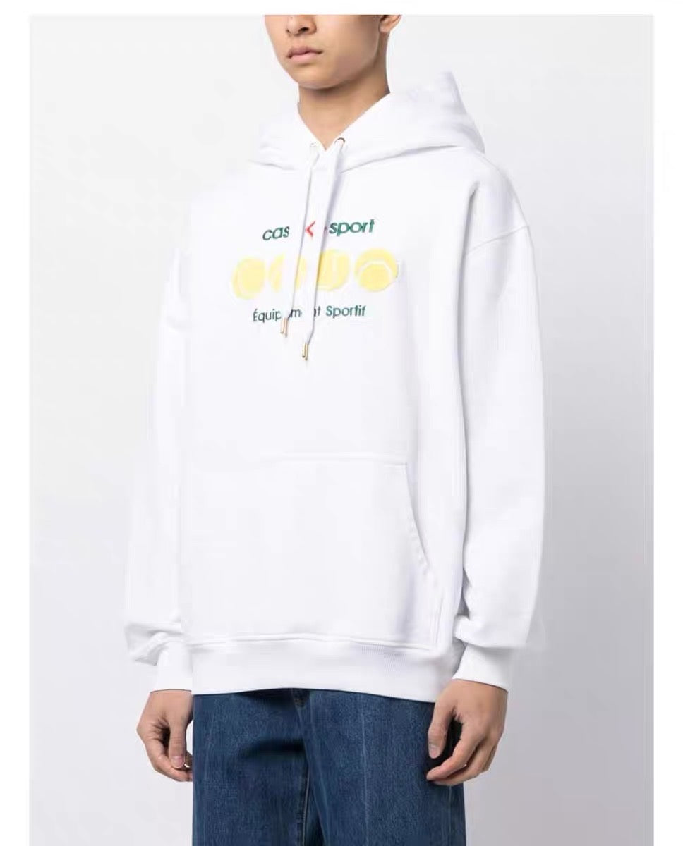 Schwarz-weißer Kapuzenpullover