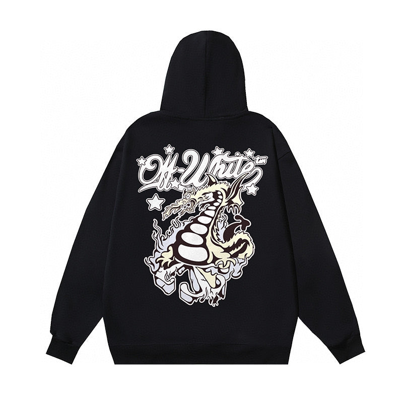 Schwarz-weißer Kapuzenpullover
