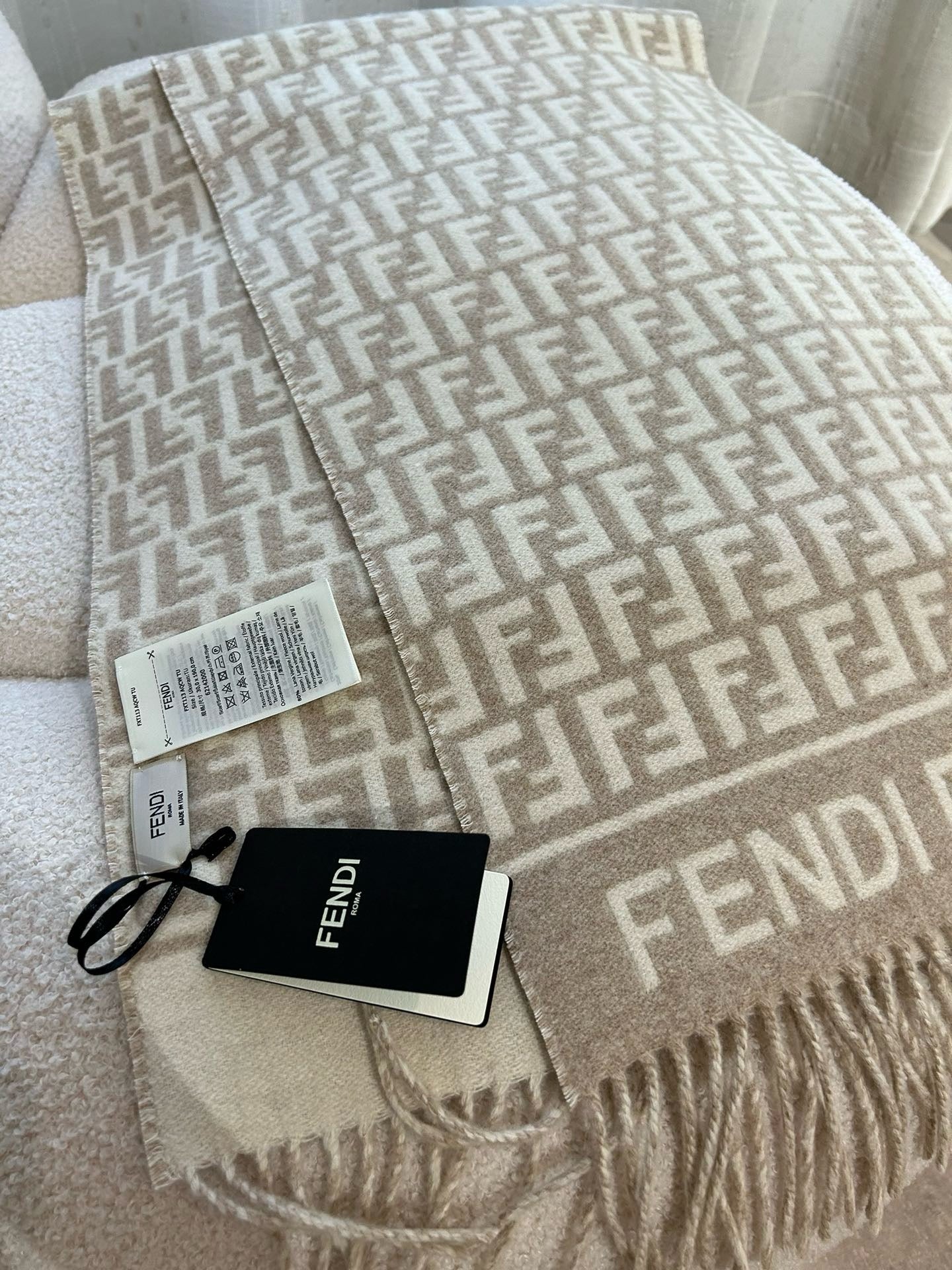 Beige and Brown Scarf - FashionHype.xyz