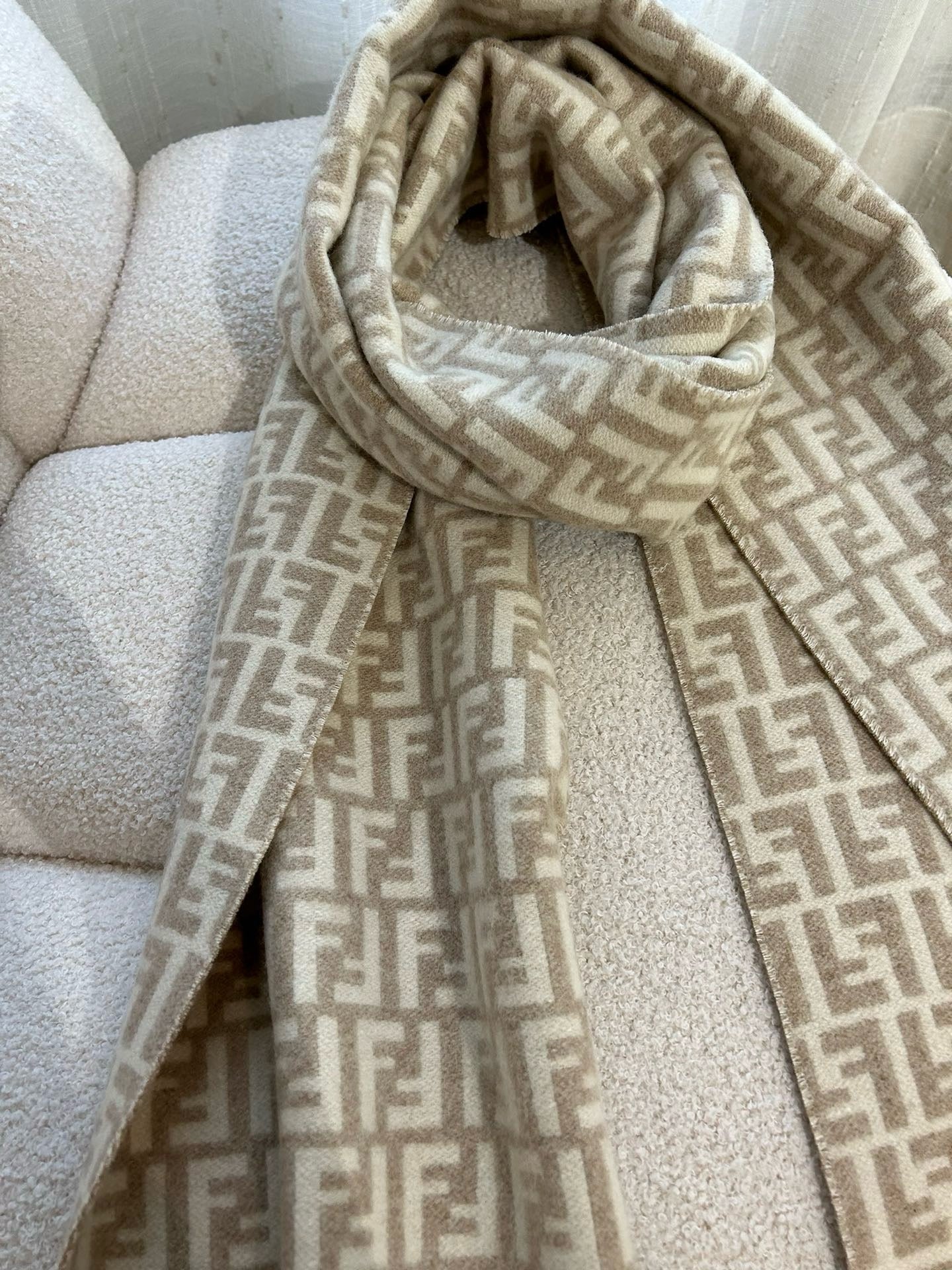 Beige and Brown Scarf - FashionHype.xyz