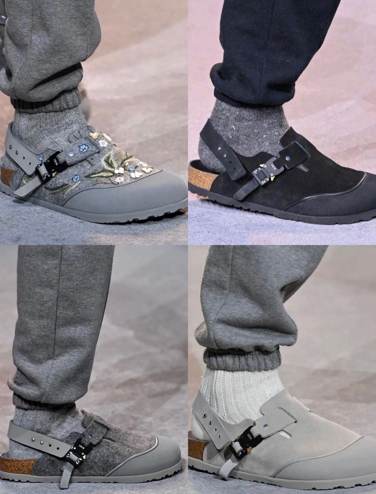 أحذية باللون الأسود والرمادي والأبيض العاجي