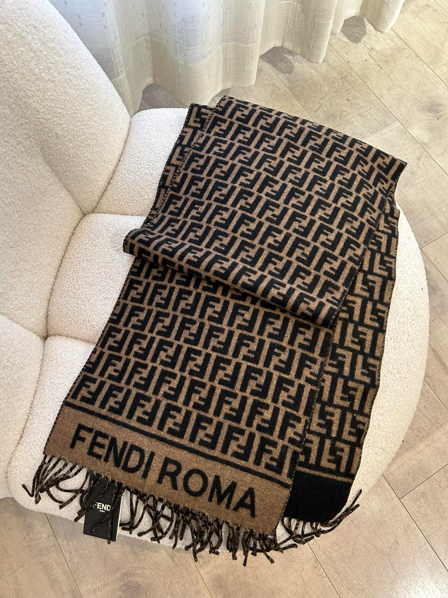 Beige and Brown Scarf - FashionHype.xyz