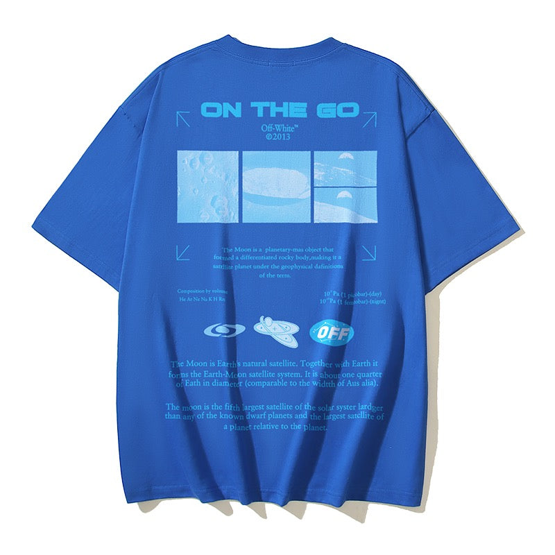 Blue,Black and White T-shirt - FashionHype.xyz