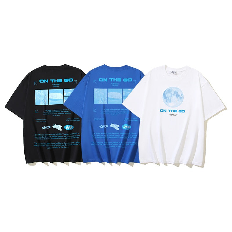 Blue,Black and White T-shirt - FashionHype.xyz