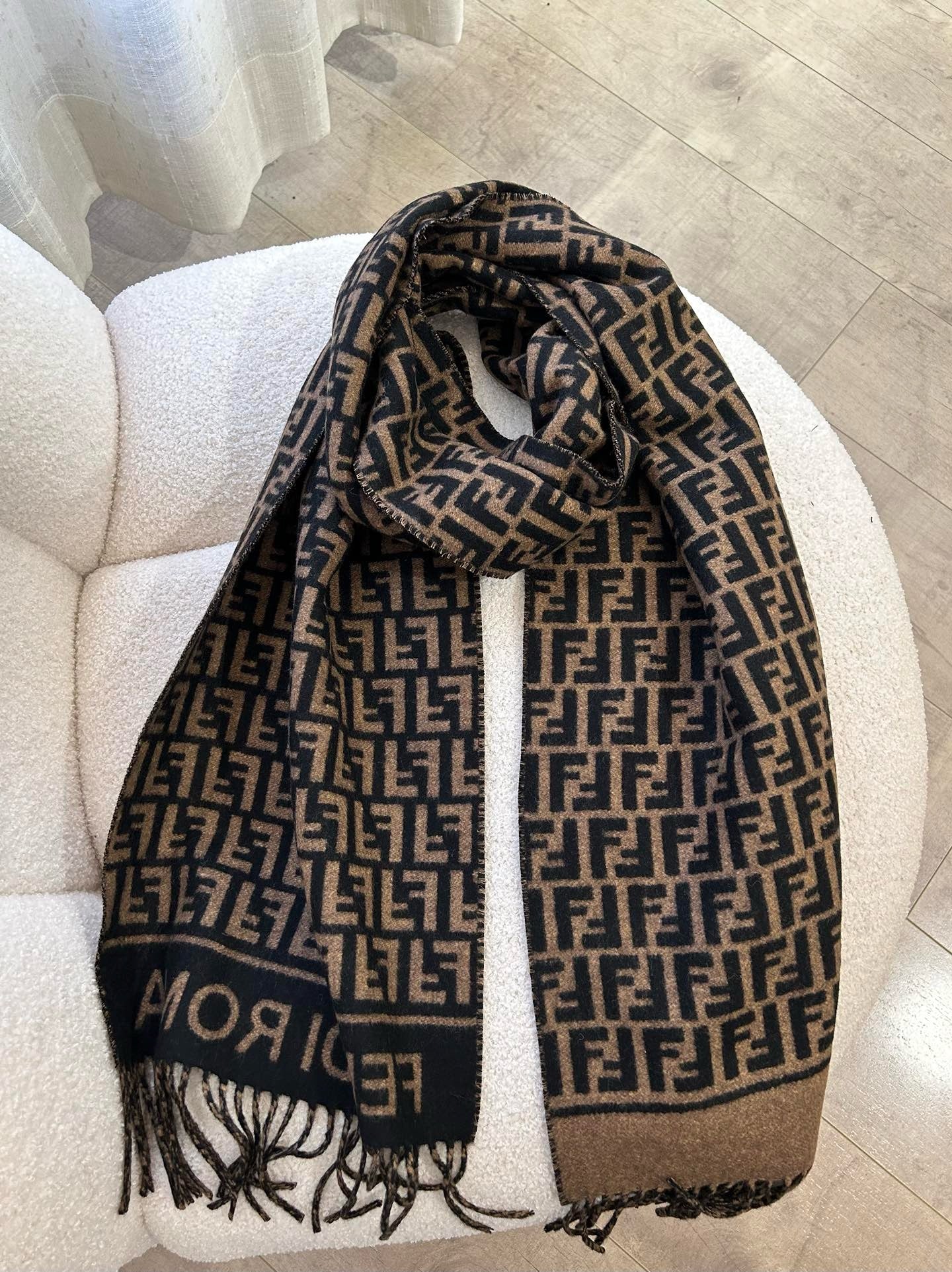 Beige and Brown Scarf - FashionHype.xyz