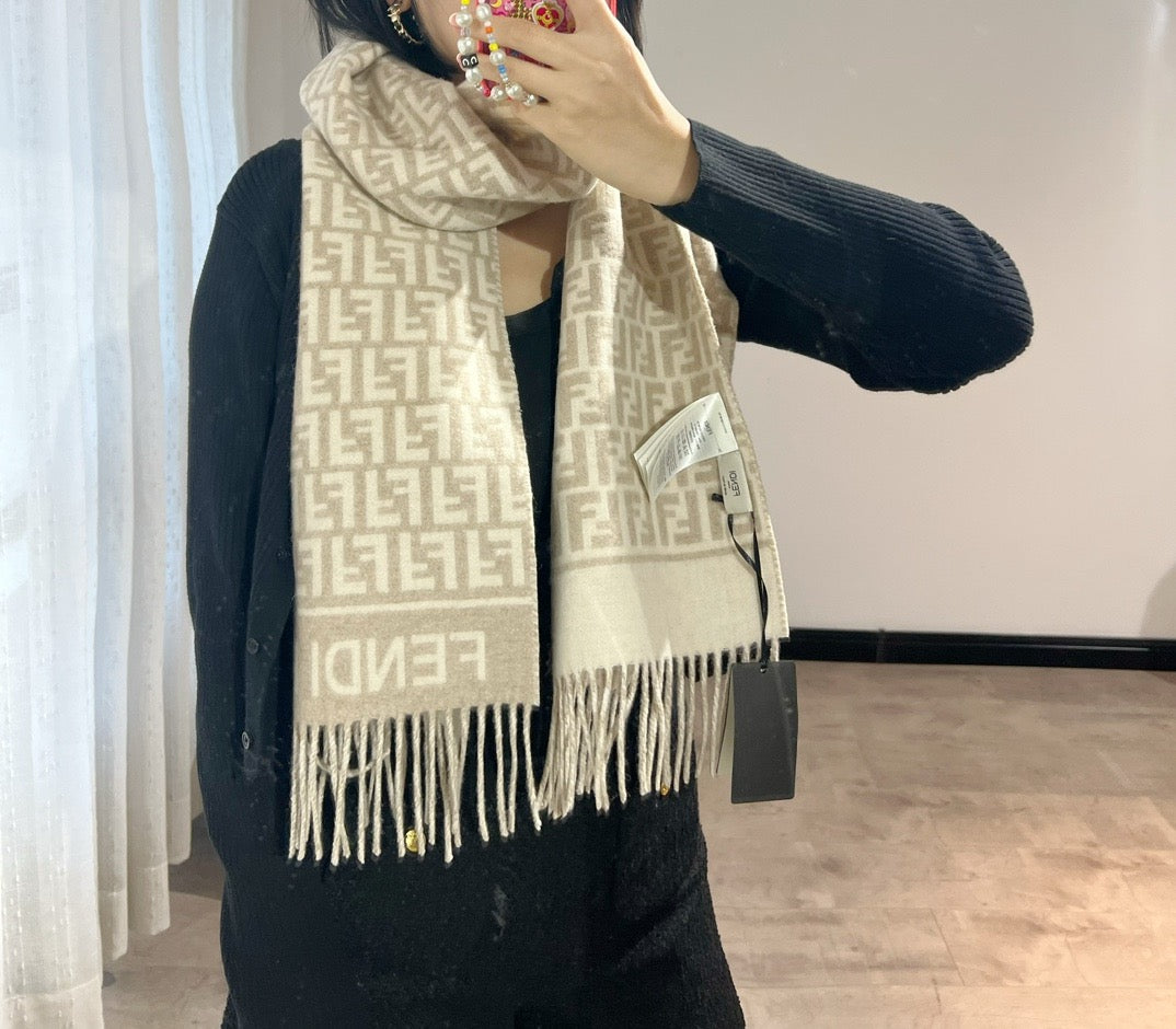 Beige and Brown Scarf - FashionHype.xyz