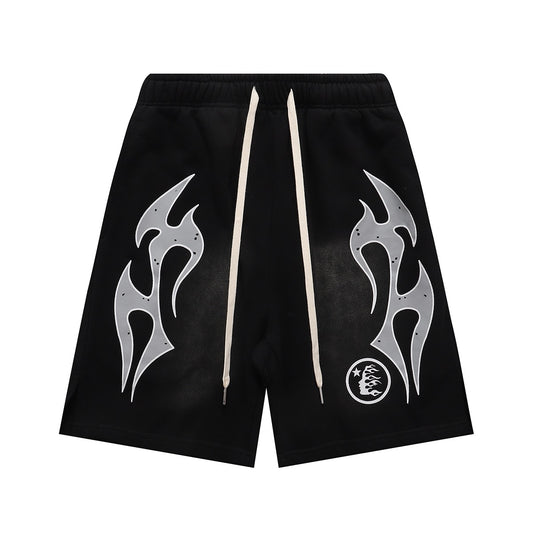 Pantalón corto negro, marrón y rosa