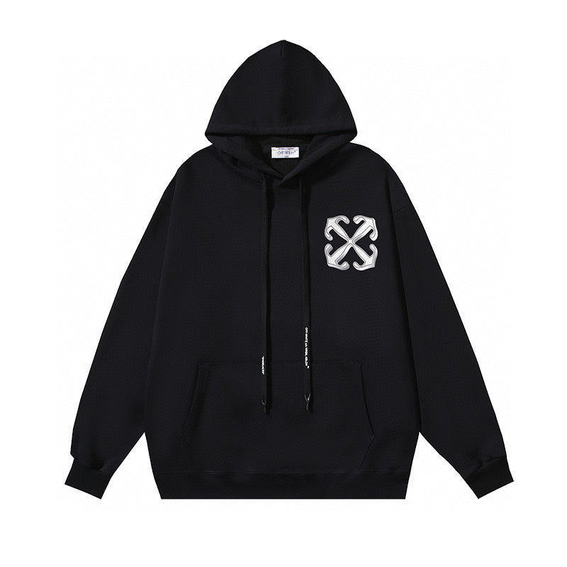 Schwarz-weißer Kapuzenpullover