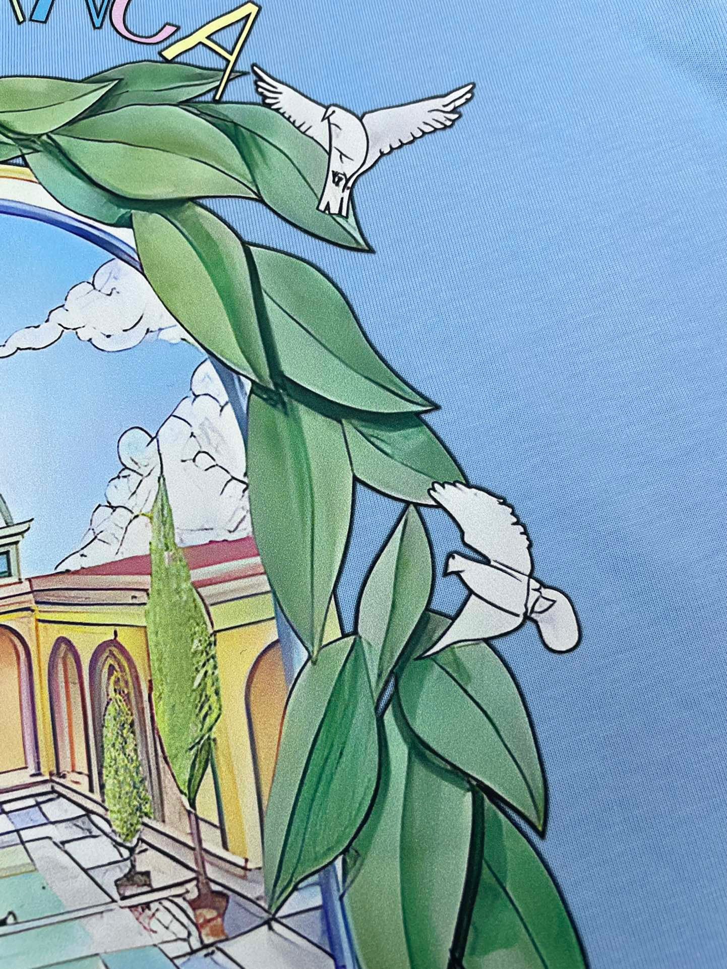 Schwarzes, himmelblaues und weißes T-Shirt