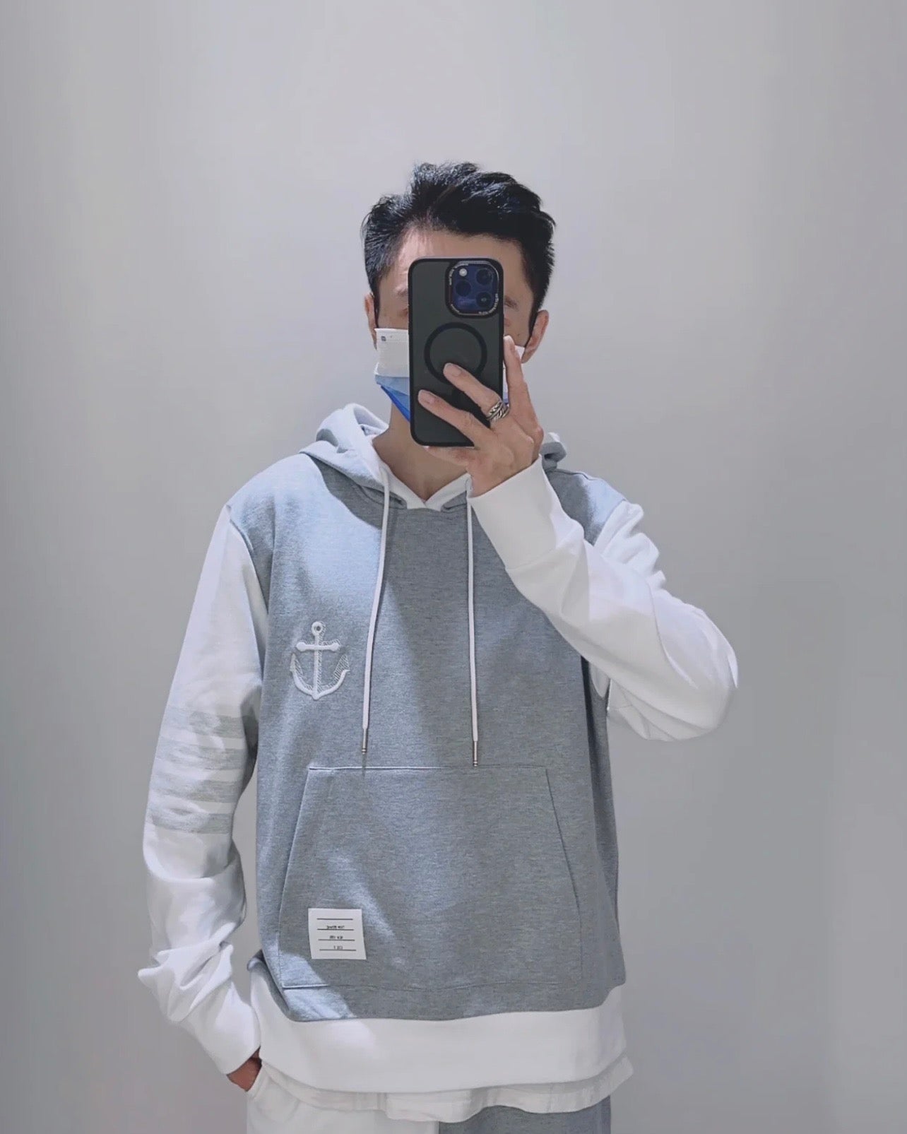 Grey White Hoodie - FashionHype.xyz