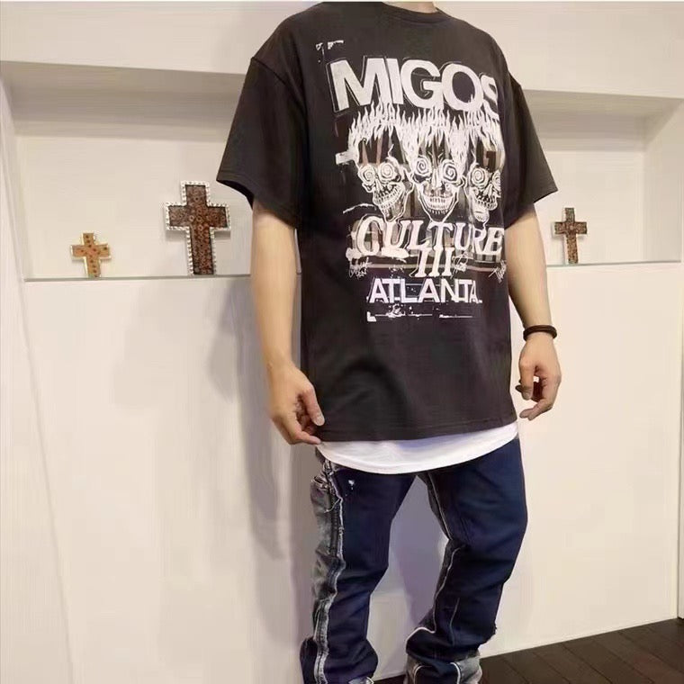 White and Beige grey T-shirt - FashionHype.xyz