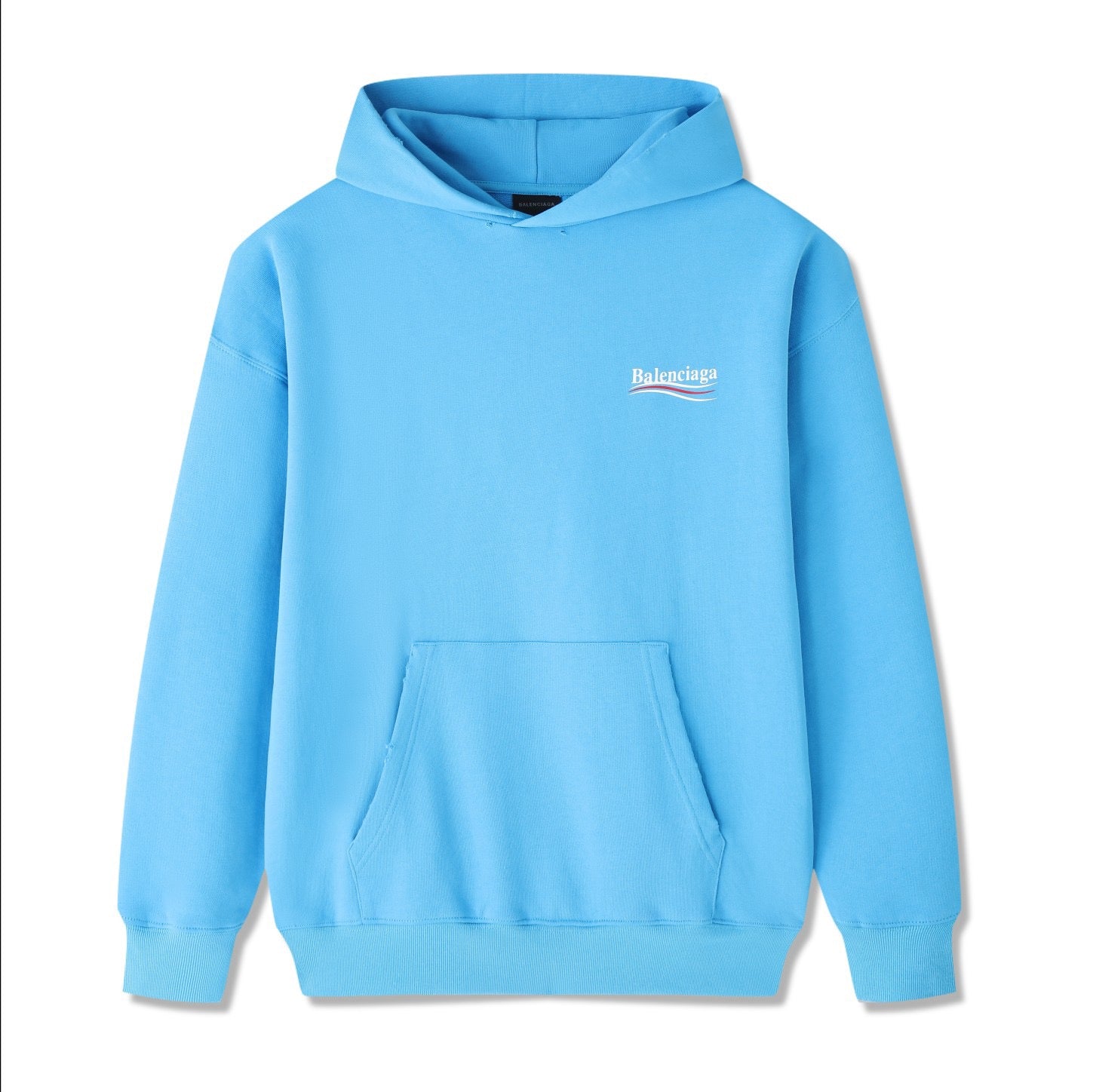 Himmelblauer und khakifarbener Hoodie