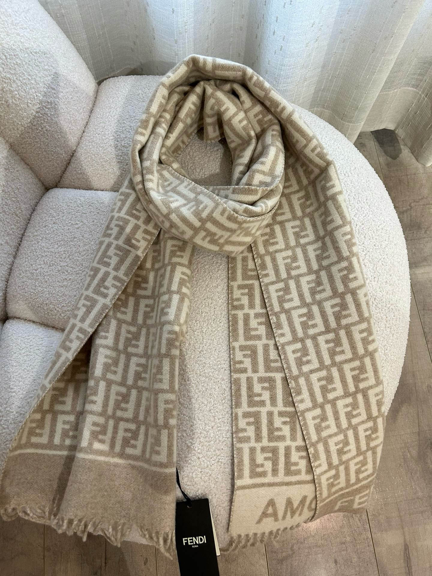 Beige and Brown Scarf - FashionHype.xyz