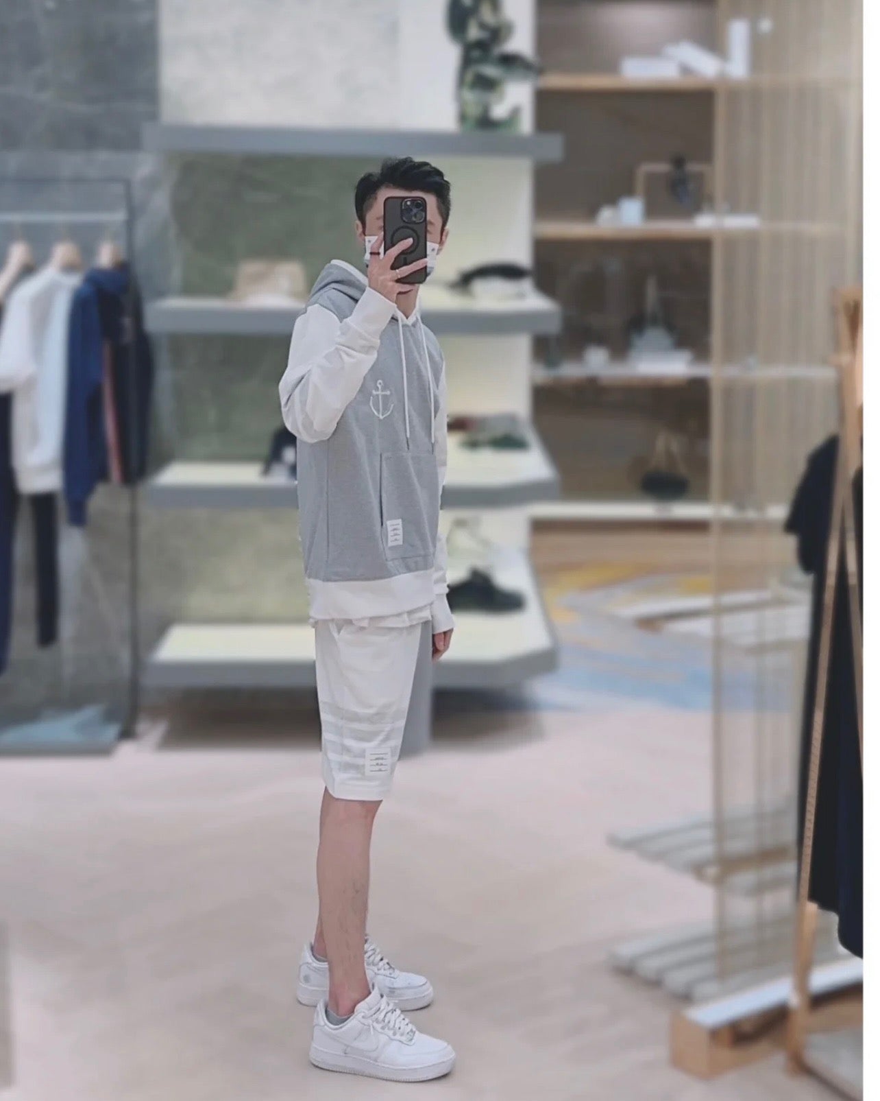 Grey White Hoodie - FashionHype.xyz