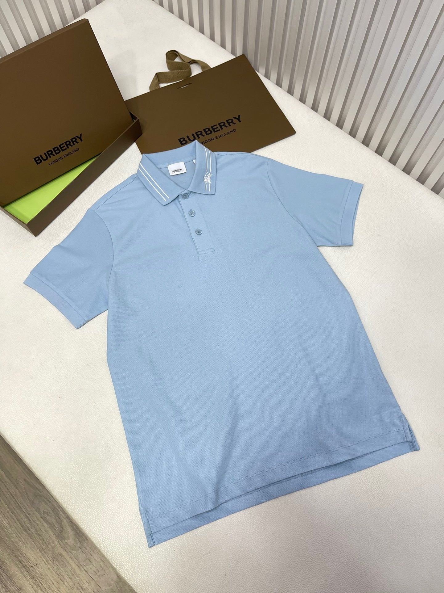 Khaki,Sky blue,Black and White Polo - FashionHype.xyz