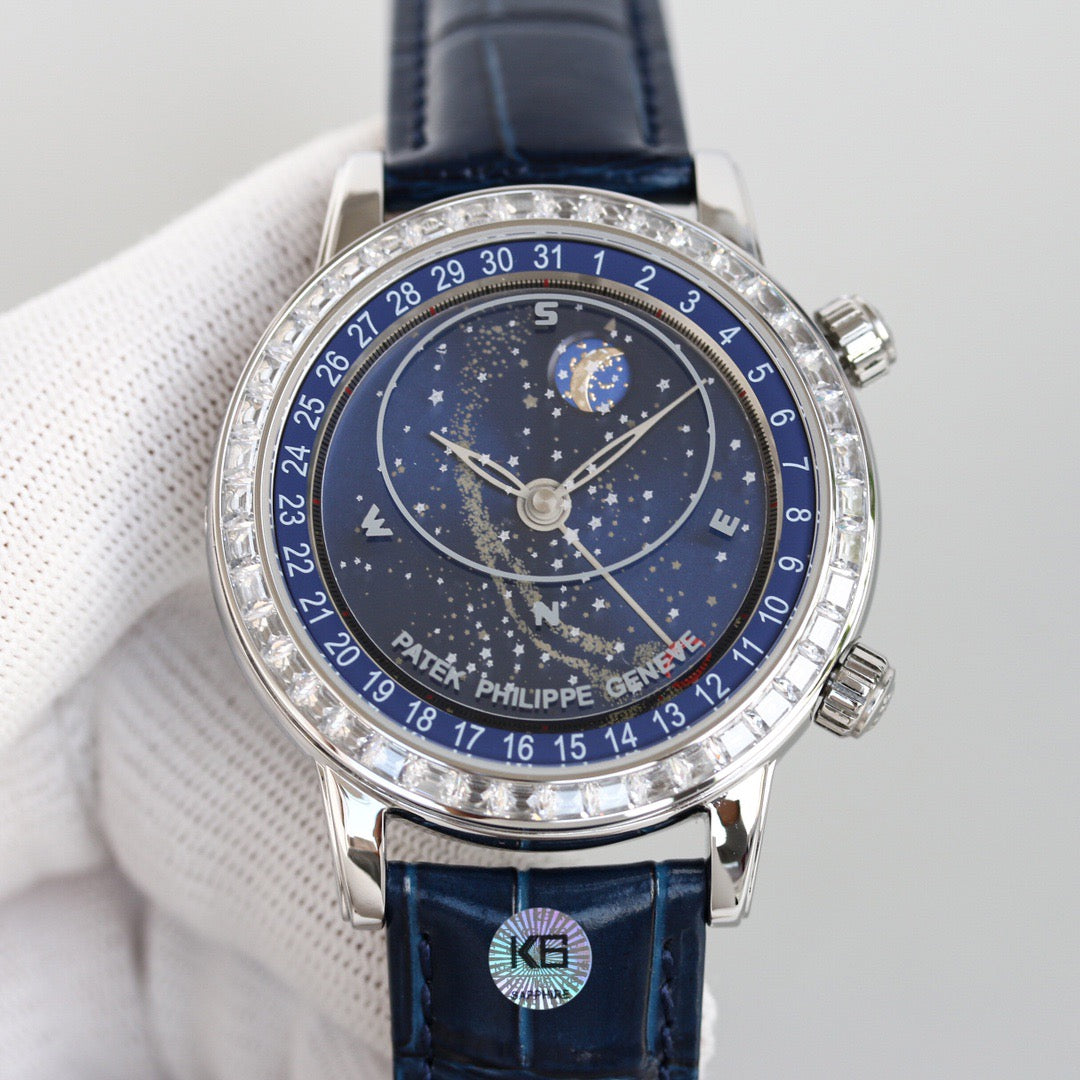 Blau-weiße Uhr
