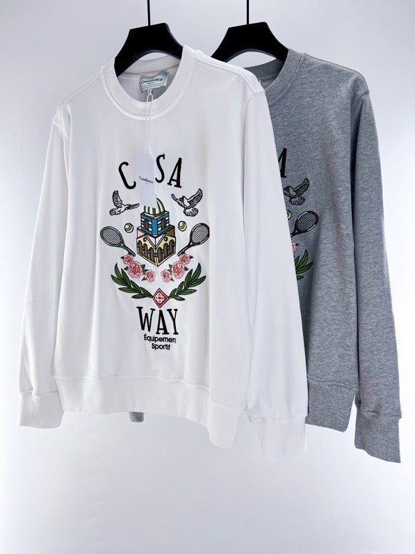 weißes und graues Sweatshirt