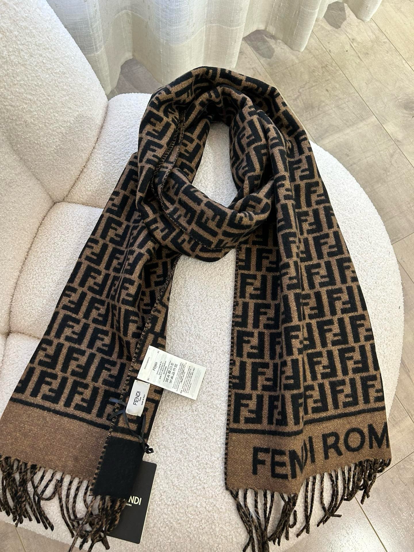 Beige and Brown Scarf - FashionHype.xyz