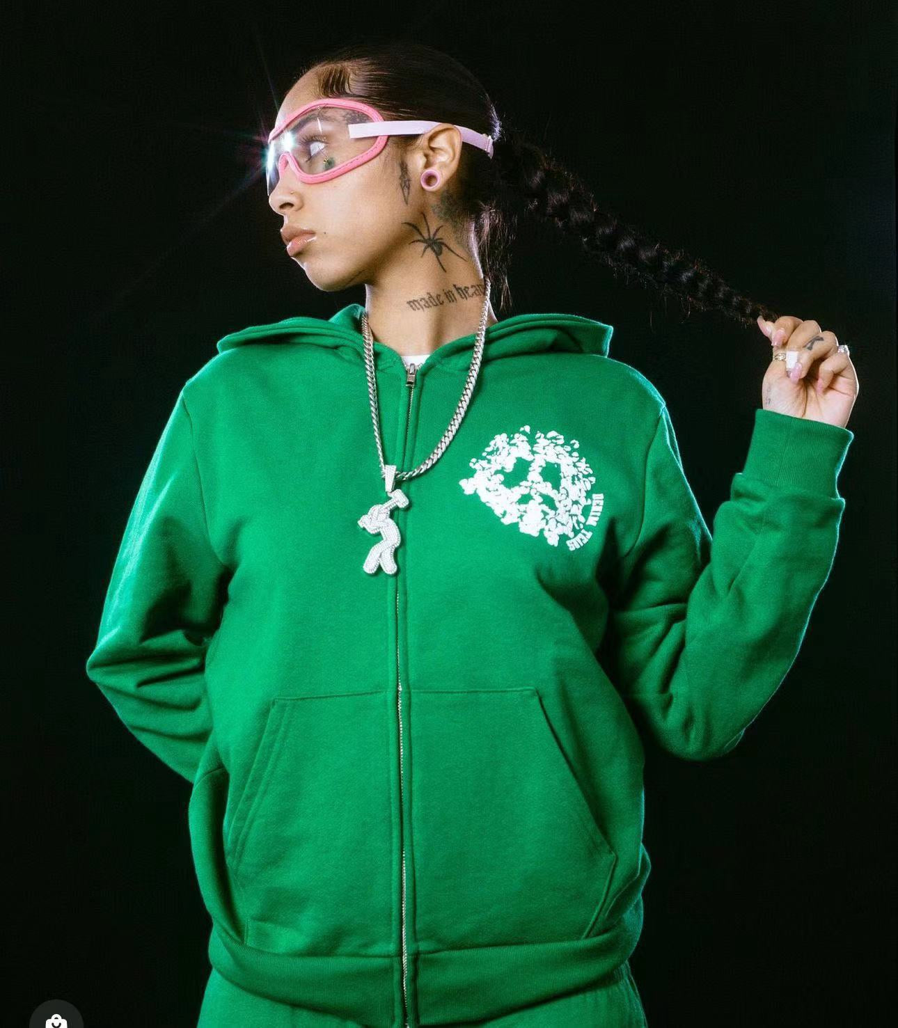 Chaqueta verde y blanca