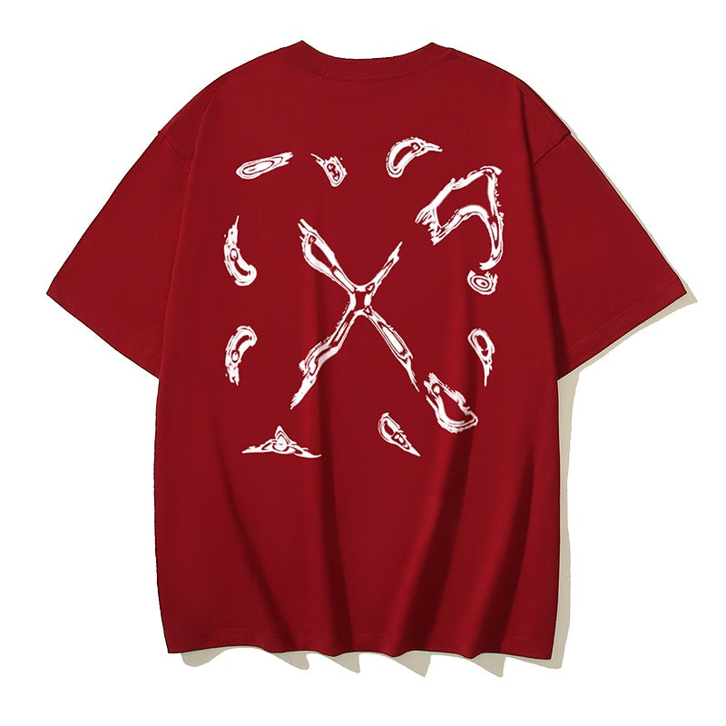 تي شيرت أحمر وأسود وأبيض