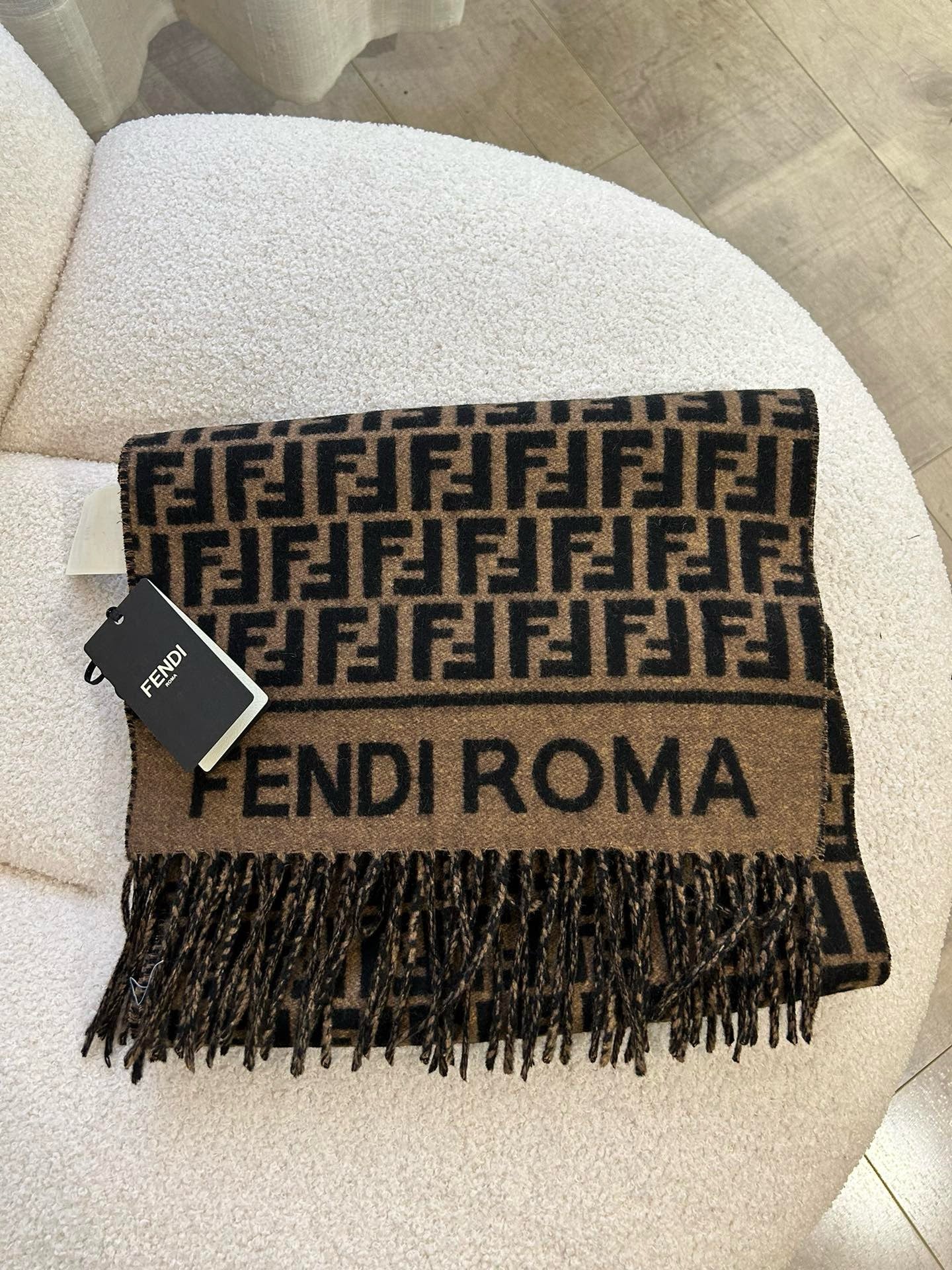 Beige and Brown Scarf - FashionHype.xyz