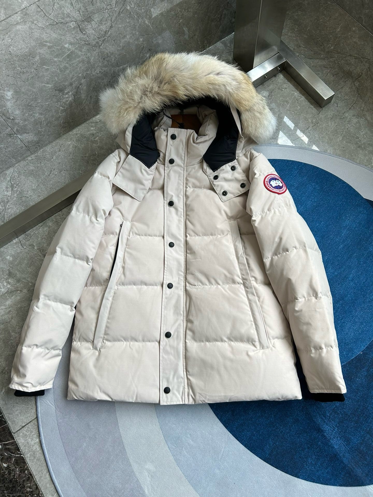 White, Grey, Blue and Black Jacket - FashionHype.xyz