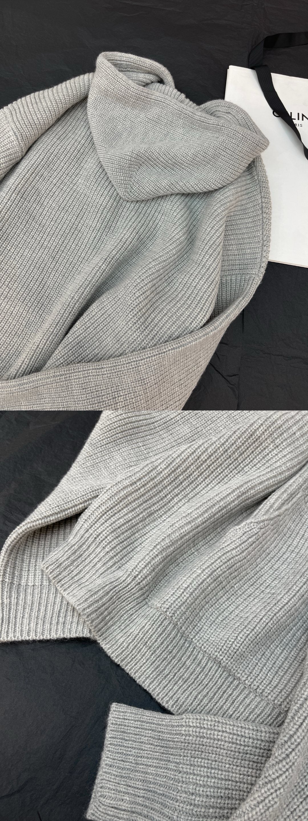 Schwarz-grauer Kapuzenpullover