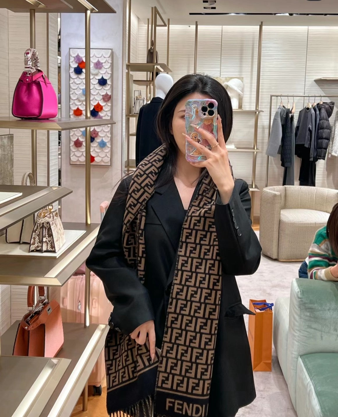 Beige and Brown Scarf - FashionHype.xyz