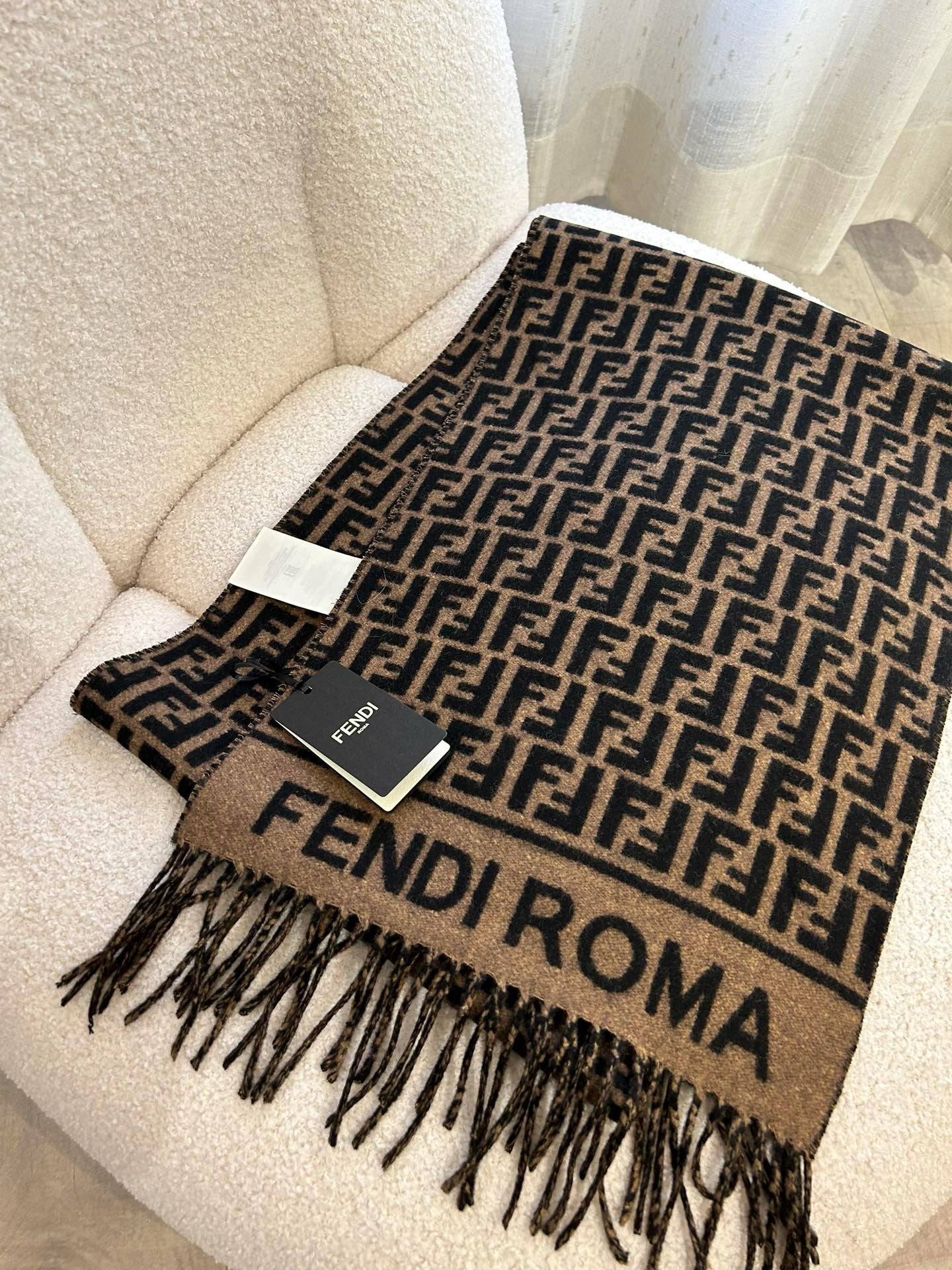 Beige and Brown Scarf - FashionHype.xyz