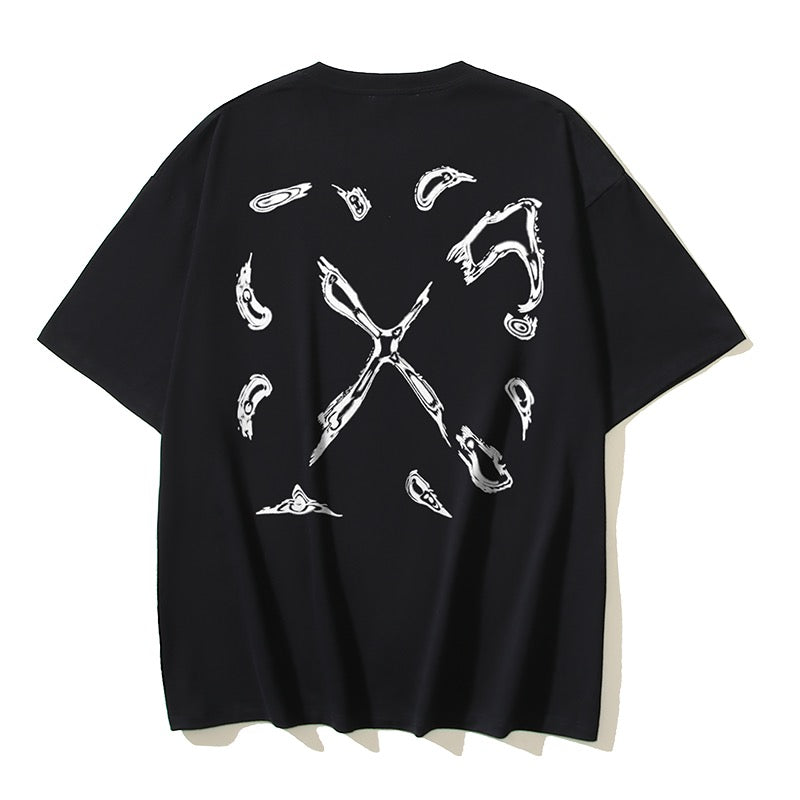 تي شيرت أحمر وأسود وأبيض