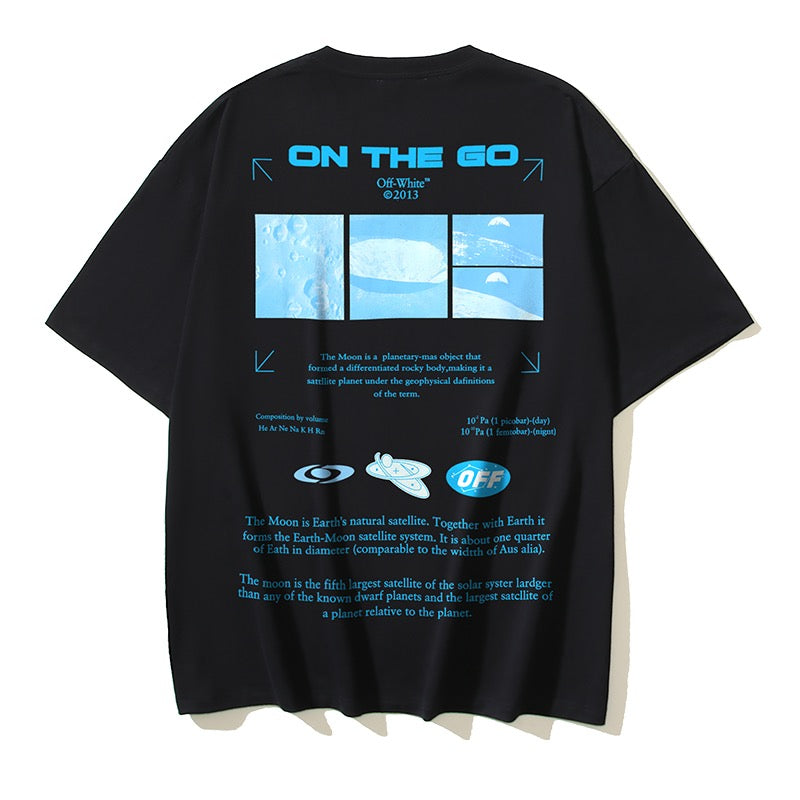 Blue,Black and White T-shirt - FashionHype.xyz