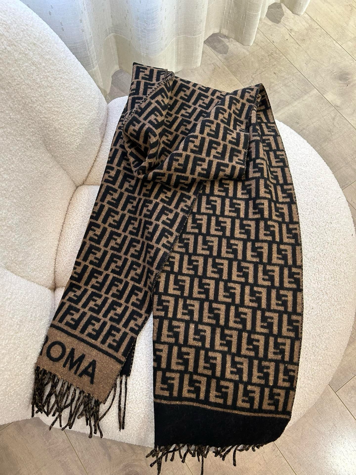 Beige and Brown Scarf - FashionHype.xyz